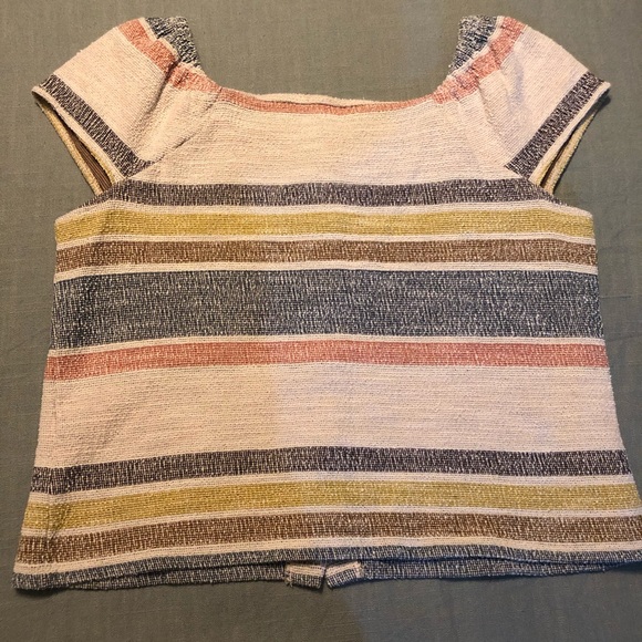 Madewell Texture & Thread Striped Button Front Top - Picture 2 of 2